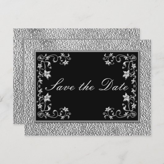 白黒フローラ日付はがきを保存する 案内ポストカード (正面/裏面)