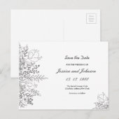 白黒フローラ日付PostCardの保存 案内ポストカード (正面/裏面)