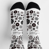白黒フローラ曼荼羅ヒッピー・ボホ花 ソックス (上部)