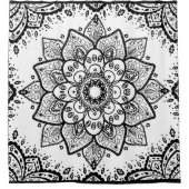 白黒フローラ曼荼羅 シャワーカーテン (正面)