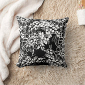 白黒フローラ枕 クッション (ブランケット)