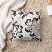 白黒フローラ枕 クッション (ブランケット)