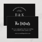 白黒フローラ植物性モノグラムカップル名 エンクロージャーカード (正面/裏面)