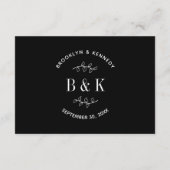 白黒フローラ植物性モノグラムカップル名 エンクロージャーカード (裏面)