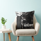 白黒フローラ歓迎スカル装飾用クッション クッション (椅子)