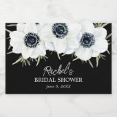 白黒フローラ水彩ミニ スパークリングワインラベル (シングルラベル)