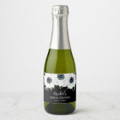 白黒フローラ水彩ミニ スパークリングワインラベル (正面)