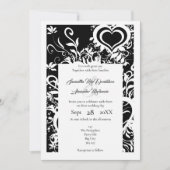 白黒フローラ紙カット結婚ズ 招待状 (正面)