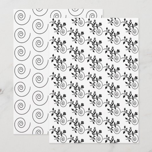 白黒フローラ紙 (正面/裏面)