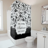 白黒フローラ結婚たった今結婚しました日 シャワーカーテン (インサイチュ)