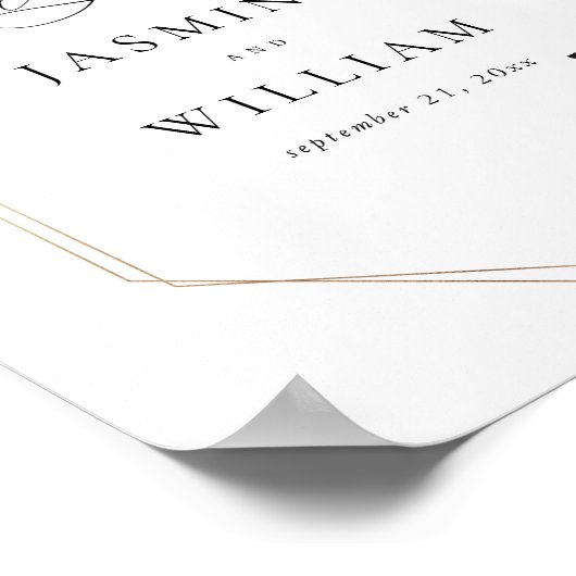 白黒フローラ結婚のウェルカムサイン2 ポスター (角)