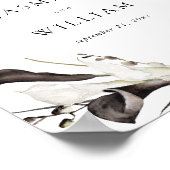 白黒フローラ結婚のウェルカムサイン ポスター (角)