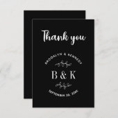 白黒フローラ結婚のカップル名 サンキューカード (正面/裏面)