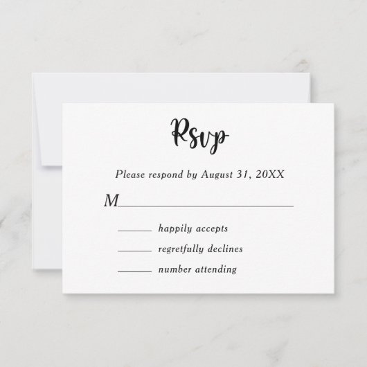 白黒フローラ結婚のカップル名 出欠カード (正面)