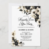 白黒フローラ結婚の後のパーティー 招待状 (正面)