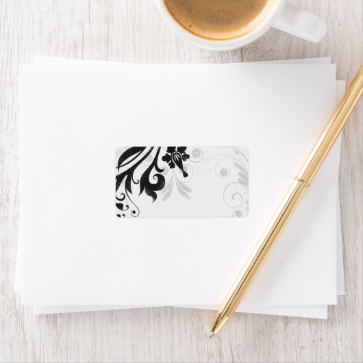 白黒フローラ結婚の空白の住所 シール (インサイチュ)