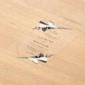 白黒フローラ結婚の2 アクリル招待状 (レイダウン)