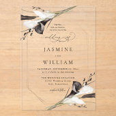 白黒フローラ結婚の2 アクリル招待状 (正面)