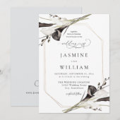 白黒フローラ結婚の4 招待状 (正面/裏面)