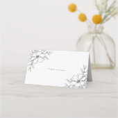 白黒フローラ結婚スケッチ プレイスカード (正面)