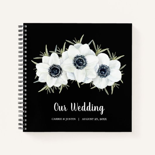 白黒フローラ結婚ズゲストブック ノートブック (正面)