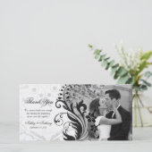 白黒フローラ結婚ズサンキューフォトカード サンキューカード (スタンド正面)