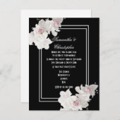 白黒フローラ結婚ズ インビテーションポストカード (正面/裏面)