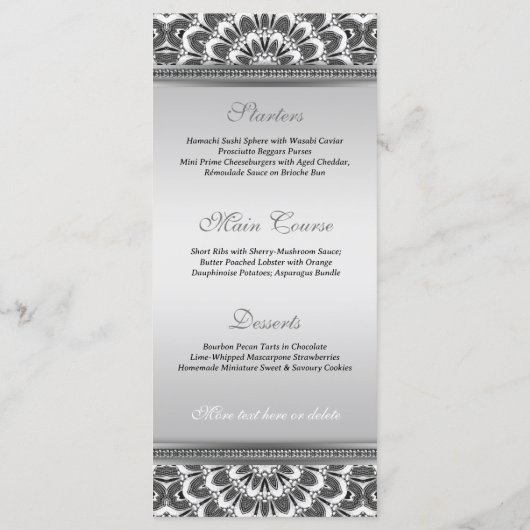 白黒フローラ結婚マンダラのメニューカード メニュー (裏面)