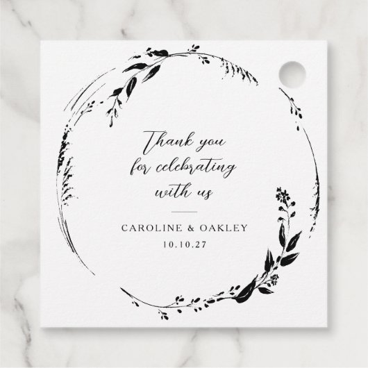 白黒フローラ結婚リースカスタムサンキュー フェイバータグ (裏面)