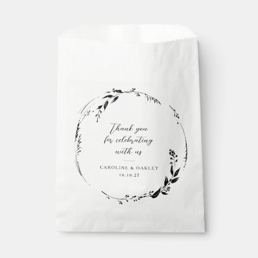 白黒フローラ結婚リースカスタムサンキュー フェイバーバッグ (正面)