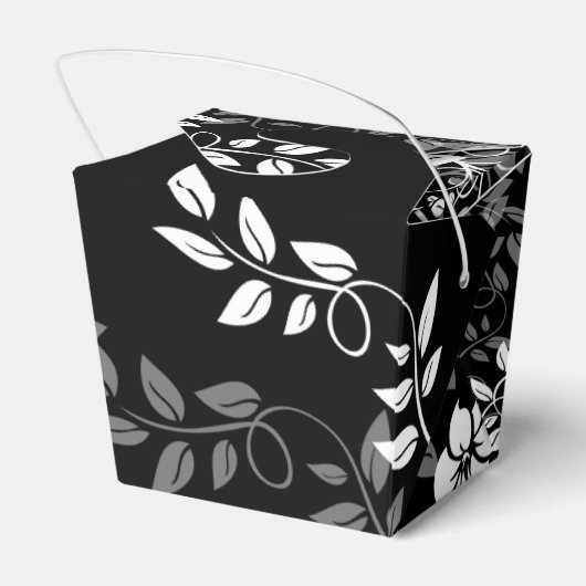 白黒フローラ結婚式の引き出物ボックス フェイバーボックス (裏面サイド)