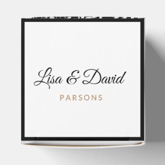 白黒フローラ結婚式の引き出物ボックス フェイバーボックス (上部)