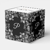 白黒フローラ結婚式の引き出物ボックス フェイバーボックス (裏面サイド)
