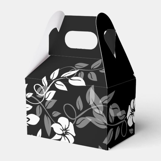 白黒フローラ結婚式の引き出物ボックス フェイバーボックス (裏面サイド)