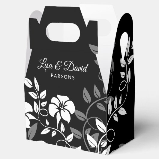 白黒フローラ結婚式の引き出物ボックス フェイバーボックス (オープン)