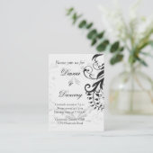 白黒フローラ結婚式レセプションカード エンクロージャーカード (スタンド正面)