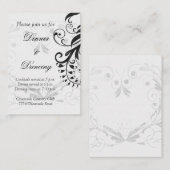 白黒フローラ結婚式レセプションカード エンクロージャーカード (正面/裏面)