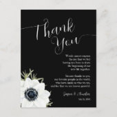 白黒フローラ結婚式レセプションプレート サンキューカード (正面)