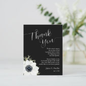 白黒フローラ結婚式レセプションプレート サンキューカード (スタンド正面)