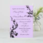 白黒フローラ結婚式招待状カード 招待状 (スタンド正面)