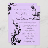 白黒フローラ結婚式招待状カード 招待状 (正面/裏面)