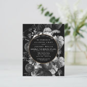 白黒フローラ結婚式招待状チラシ (スタンド正面)