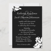 白黒フローラ結婚式招待状 招待状 (正面)