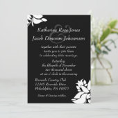 白黒フローラ結婚式招待状 招待状 (スタンド正面)