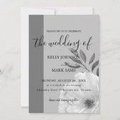 白黒フローラ結婚式招待状 招待状 (正面)