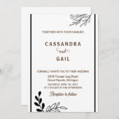 白黒フローラ結婚式招待状 招待状 (正面/裏面)