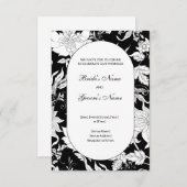 白黒フローラ結婚式招待状 招待状 (正面/裏面)
