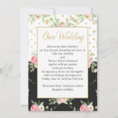 白黒フローラ結婚式招待状 招待状 (正面)