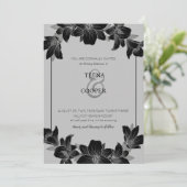 白黒フローラ結婚式招待状 招待状 (スタンド正面)