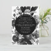 白黒フローラ結婚式招待状 招待状 (スタンド正面)